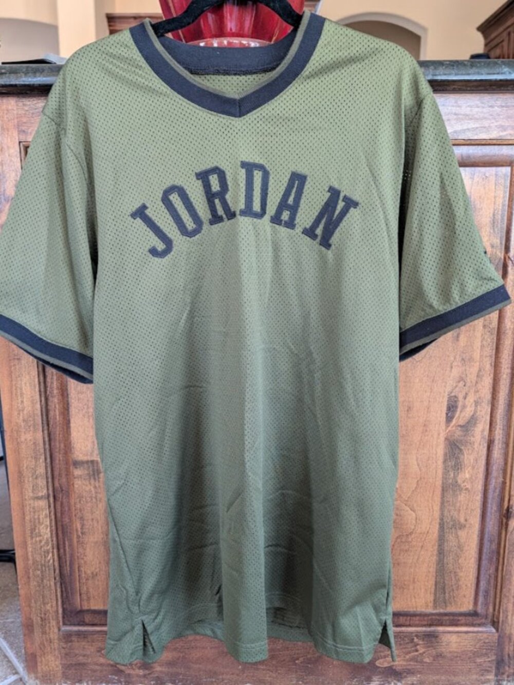 Jordan Brand Air Jordan #23 mesh jersey shirt in an olive/army green and black